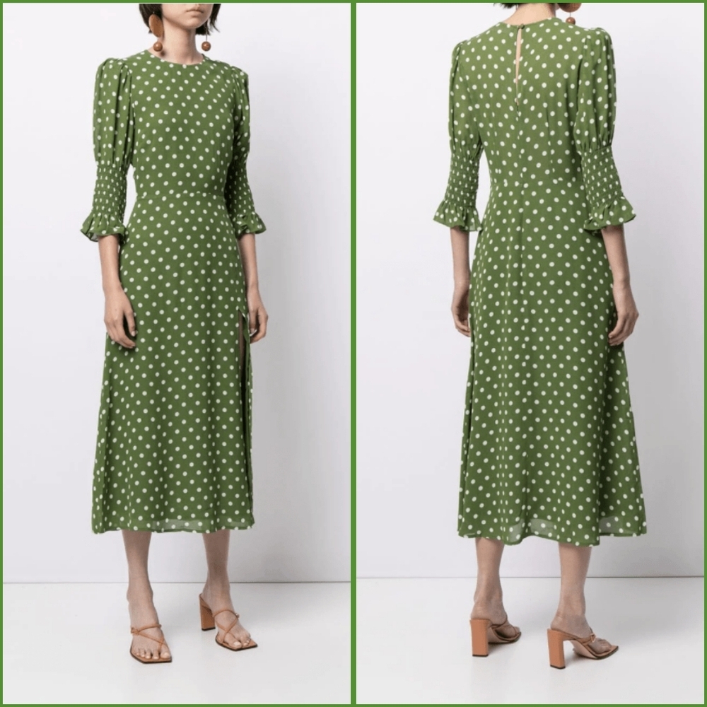 Reformation Carolena Dress in Edamame